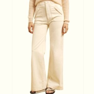 Masscob Florent Jean Tan Ecru Striped Straight Wide Leg Pants NWT